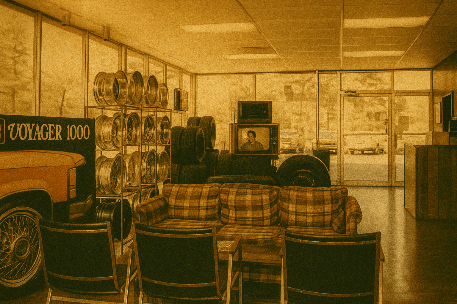 Historic view of the Howard Motor accessories lounge