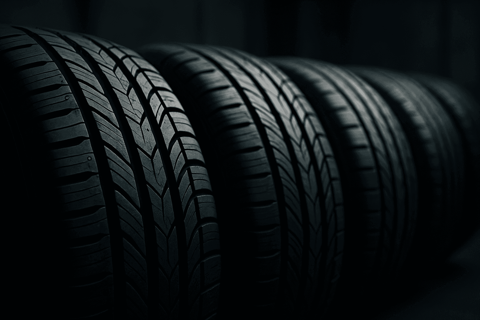 Stacked all-season tires ready for installation